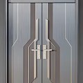 Modern Interior Double Doors With Geometric Patterns And Metal Handles