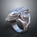 Silver Ornate Fashion Ring With Intricate Carved Design And Decorative Patterns