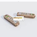 Two Power Strips With Multiple Outlets And Green Switch Design 3d model