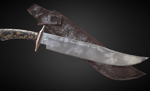 Decorative Boi Knife and Sheath 3d model