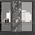 Modern Interior Partition Design with Marble Stone Texture and Grid Patterns 3d model