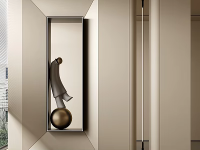 Minimalist Modern Foyer Hallway With Art Sculpture 3d model