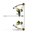 Modern Compound Bow With Gold Black Design Arrow And Pulley System For Archery