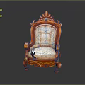Classic Style Ornate Armchair With Carved Wooden Frame Velvet Upholstery And Elegant Backrest