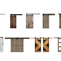 Wooden Barn Doors With White And Brown X Design Panels For Home Decor