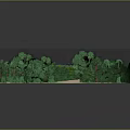 Cartoon Scene of Traditional Japanese Red Torii Gate Green Trees Sand Ground and People
