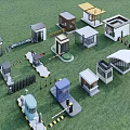 Different Types of Security Booths Gate Barriers and Kiosks on Green Grass