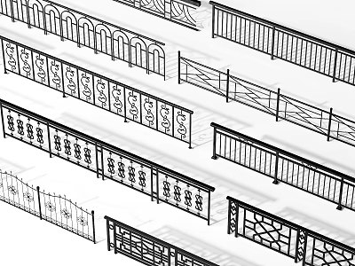 Decorative Fences With Various Design Patterns Different Styles And Ornamental Details 3d model