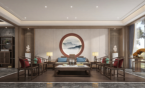 New Chinese living room sofa background 3d model