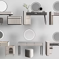 Modern Dressing Tables With Round Mirrors Stools Drawers And Stylish Designs 3d model