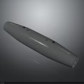 White Elongated Missile 3D Model With Green Surface Marker Dots And Open End