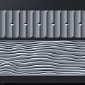 White Textured Bedroom Accent Wall With Wavy And Embossed Panel Designs 3d model