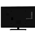 Two Black TVs With Screen Showing Image And Back View On White Background