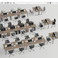 Modern Office Desks Neatly Arranged In Workspace Interior With Chairs And Computers