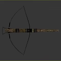 Detailed Traditional Wooden Bow Weapon With Handcrafted Patterns And Bowstring Design