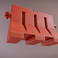 Red Concrete Traffic Barrier With Holes And Side Handles For Construction Areas