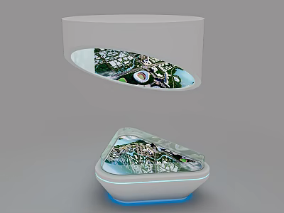 Modern Commercial Equipment With Transparent Display Green Plants And Integrated Lighting 3d model