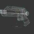 Futuristic Black Handgun 3D Model With Sleek Geometric Design And Modern Structure