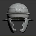 Silver Metal Helmet Sculpture With Smooth Surface And Symmetric Design
