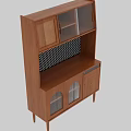 Modern Wooden Sideboard With Mesh Panel Glass Door Drawer And Open Shelf For Dining Room