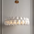 Modern White Shell Shaped Chandelier With Transparent Layers And Warm Illumination