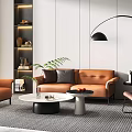 Office Sofa Coffee Table Combination Leather Sofa Office Sofa Coffee Table Combination 3d model