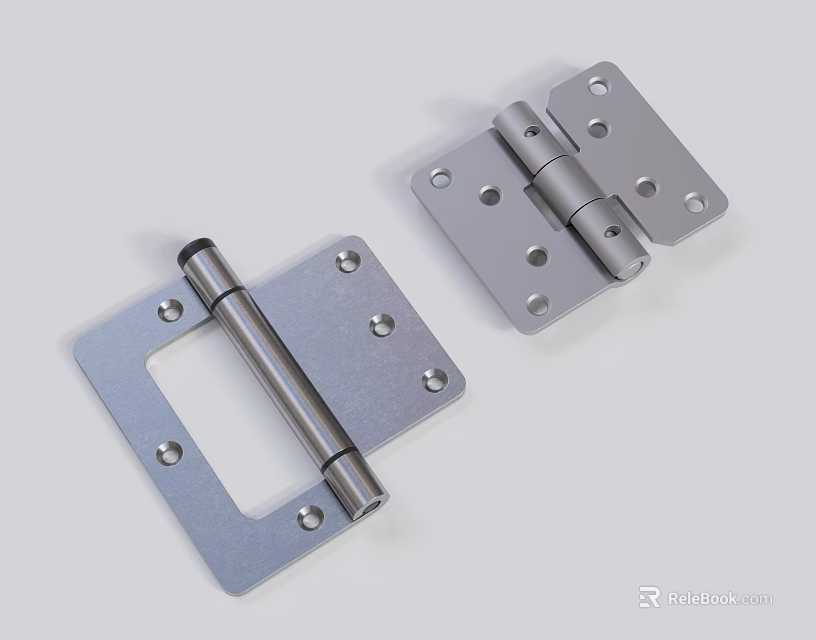 Stainless Steel Heavy Duty Door Hinges With Square Plates And Screw Holes 3d model 