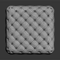 Gray Fabric Ottoman With Modern Tufted Button Design And Square Shape