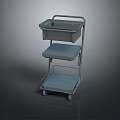 Gray Metal Multi Tiered Utility Cart with Storage Shelves and Rolling Wheels