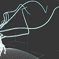 Pale Pink Aquatic Animal With Long Wavy Tentacles On Black Background And White Base