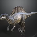 Realistic Gray Dinosaur Model With Prominent Dorsal Sail And Detailed Texture