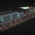 Vintage Steam Train Model with Green Black and Gold Accents on Rail Tracks