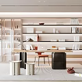 Modern Study Room With Shelves Desk And Decor 3d model