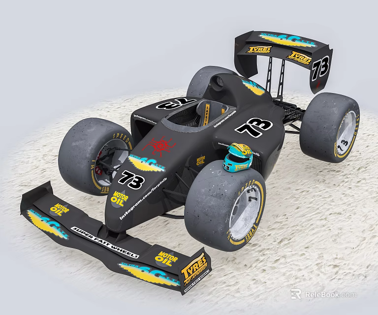 Black Formula Race Car With Yellow Blue Accents Number 73 And TOTAL Logo 3d model 