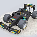 Black Formula Race Car With Yellow Blue Accents Number 73 And TOTAL Logo