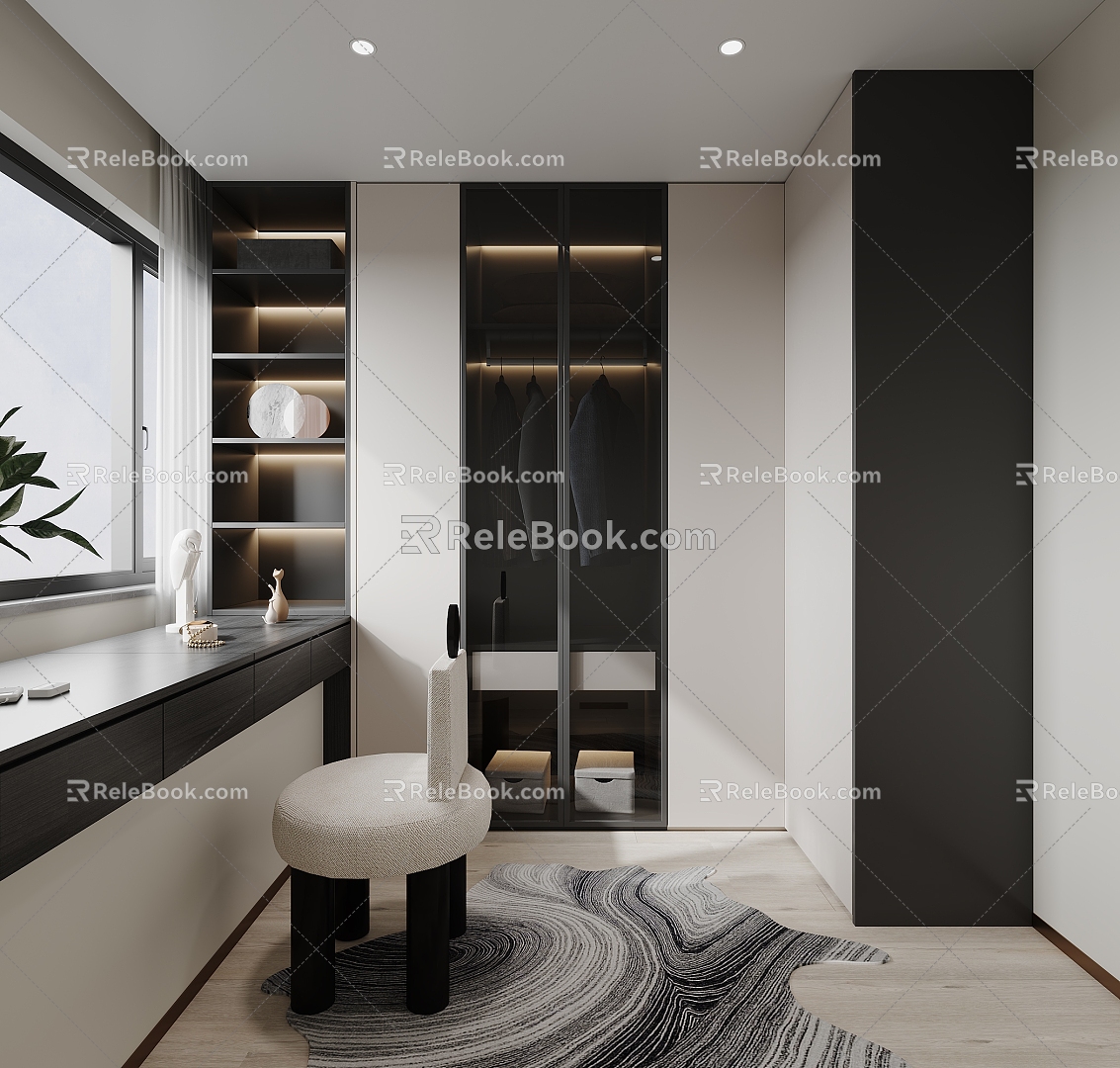 black and white gray cloakroom 3d model