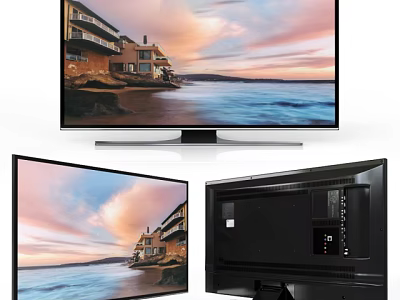 Modern TV With Seaside View Sunset Sky Display And Back Panel Design 3d model
