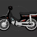 Classic Black Motorcycle with Red White Stripes Black Seat and White Wheels