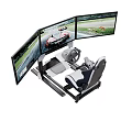 Functional Car Racing Simulator With Multiple Screens Steering Wheel And Racing Scenes