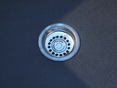 Silver Metal Sink Drain Cover With Multiple Holes And Central Knob 3d model