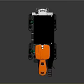 Orange And Black Agricultural Machinery With Large Wheels And Rear Container
