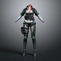 Tactical Sci Fi Character In Futuristic Combat Armor With Green Glowing Elements And Gear