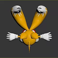 Yellow Fox Game Character With Two Tails White Gloves And Red Shoes