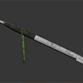 Green And White Rocket Weapon On Green Stand Against Dark Reflective Background