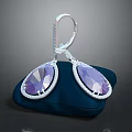 Elegant Purple Gemstone Earrings With Silver Frame And Velvet Base