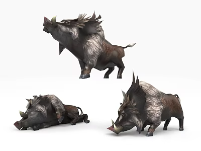 Mythical Boar Game and Movie Character with Standing Lying Poses 3d model