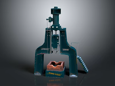 Heavy Duty Forging Hammer Machine With Anvil And Steel Frame Structure 3d model