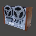 Vintage Tape Recorder With Wooden Frame Dual Tape Reels Control Panel Knobs And Buttons