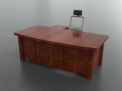 Wooden Office Desk With Spacious Tabletop And Storage Cabinets Drawers Classic Design For Workspace 3d model