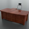 Wooden Office Desk With Spacious Tabletop And Storage Cabinets Drawers Classic Design For Workspace